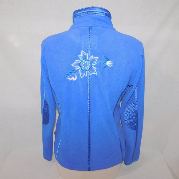 LUHTA Finland Womens M /10 Pullover 1/4 Zip Fleece embroidered Bird Flower *READ - Picture 10 of 13